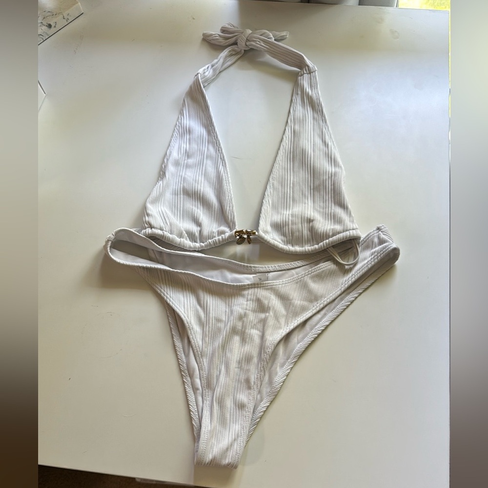 White Halter Bikini Set